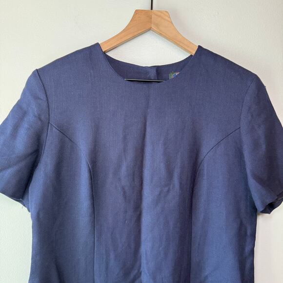 Charter Club Women's Vintage Back Button Tweed Dress Navy Blue Size 14 - Picture 2 of 8